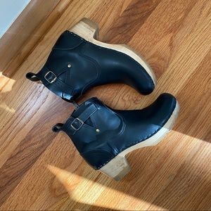 No.6 5” Leather Clog Buckle Boot on Mid Heel